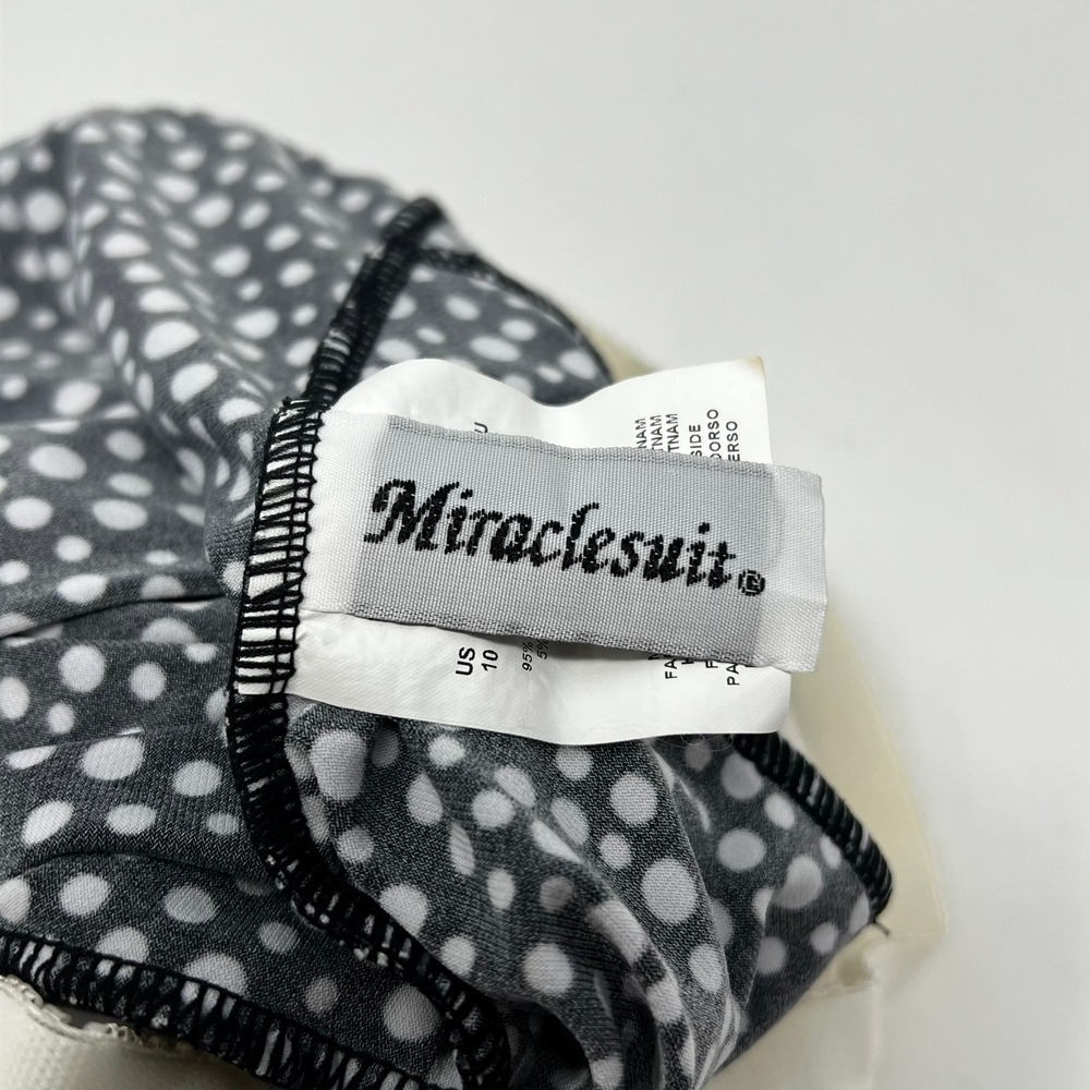 Miraclesuit Women Black White Polka Dot Tiered Ruffle Tankini Top Size 10 - Picture 5 of 10